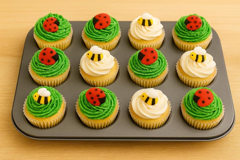 Oasis Supply, Edible Fun Shapes | Sugar Hand Painted Cake, Cupcake Toppers | 3/4" Ladybugs | 12 count - Image 2