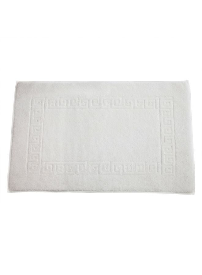 BYFT حصيرة استحمام ماغنوليا 50 × 80 سم 800 جرام قطن أبيض تصميم يوناني دابي مجموعة من 1 - Image 2