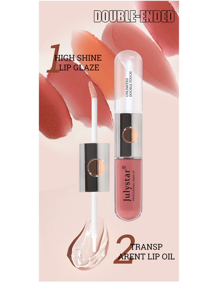 Julystar Double-Ended Lip Gloss – High Shine Glaze & Transparent Lip Oil  - Image 2