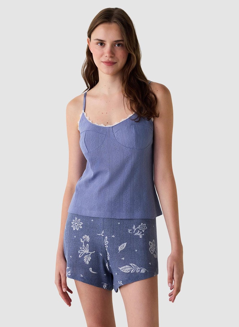 Penti Indigo Hailee Floral Lace Cotton Openwork Tank Top - Image 1