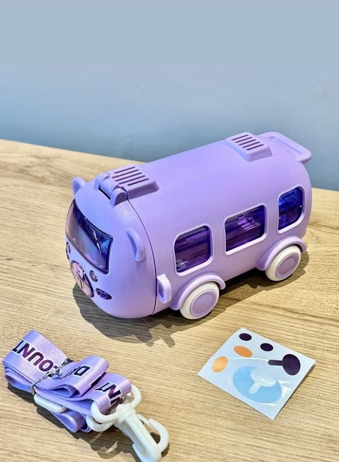 بيوينتي كوب اطفال زجاجة ماء ٥٠٠ مل للأطفال على شكل سيارة دب مع مصاصة وحزام - Image 1