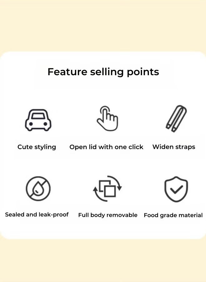 بيوينتي كوب اطفال زجاجة ماء ٥٠٠ مل للأطفال على شكل سيارة دب مع مصاصة وحزام - Image 4