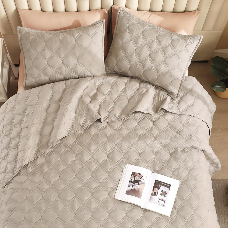 Litanika Litanika California King Quilt Bedding مجموعة خفيفة قهوة ضوئية ضوئية خفيفة الوزن أسرّة وغطاء من الفراش Boho Farmhouse Cover Cover Decor  - Image 4