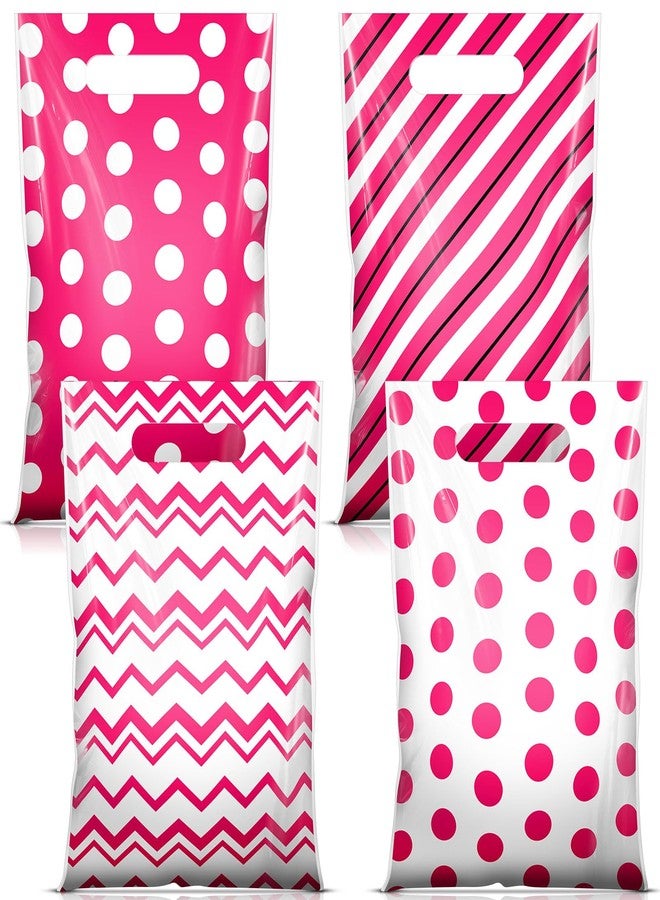 Wesnoy 48 Pcs Valentine's Day Polka Dots Gift Bags 10 x 6.3 Inch Pink Polka Goodie Bags Treat Gift Candy Cellophane Stripes Baggie Bulk with Handle for Weddings Birthday Baby Shower Party Favors - Image 1
