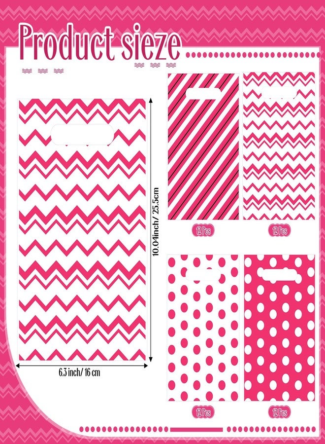 Wesnoy 48 Pcs Valentine's Day Polka Dots Gift Bags 10 x 6.3 Inch Pink Polka Goodie Bags Treat Gift Candy Cellophane Stripes Baggie Bulk with Handle for Weddings Birthday Baby Shower Party Favors - Image 2