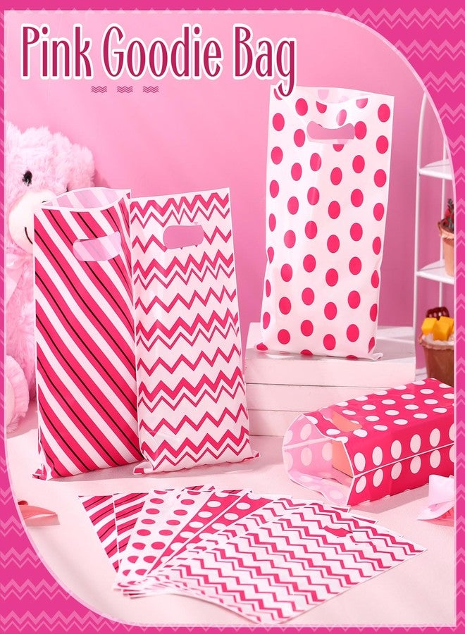 Wesnoy 48 Pcs Valentine's Day Polka Dots Gift Bags 10 x 6.3 Inch Pink Polka Goodie Bags Treat Gift Candy Cellophane Stripes Baggie Bulk with Handle for Weddings Birthday Baby Shower Party Favors - Image 4