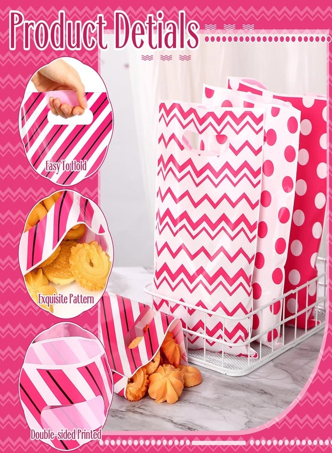 Wesnoy 48 Pcs Valentine's Day Polka Dots Gift Bags 10 x 6.3 Inch Pink Polka Goodie Bags Treat Gift Candy Cellophane Stripes Baggie Bulk with Handle for Weddings Birthday Baby Shower Party Favors - Image 3