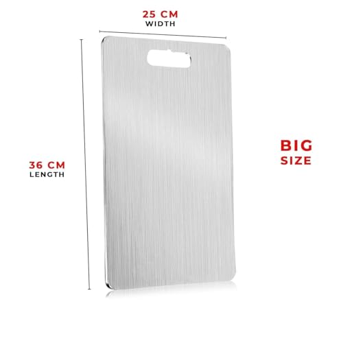 Vaanar Sena Food Grade Premium Stainless Steel Chopping Board – Large Heavy-Duty Steel Chopping Board for Kitchen Use, Safe & Durable for Vegetables, Fruits & Meat (36 × 25 cm) - Image 4