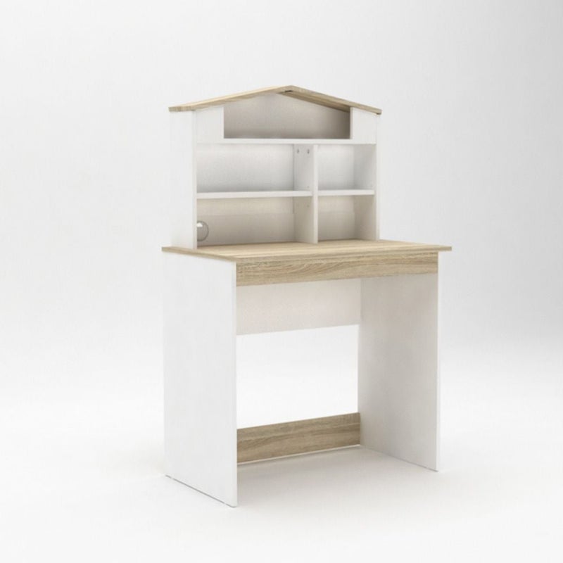 DANUBE HOME Stanley V2 Study Desk With Hutch | Arts And Crafts Desk | Modern Wooden Kids Table Set L80xW50xH128cm - Sonoma Oak & White - Image 2