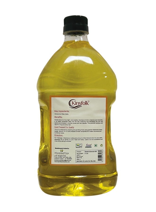 Kinsfolk زيت اللوز الحلو المعصور على البارد النقي من كينزفولك للشعر والبشرة - زيت اللوز - 2 لتر - Image 4