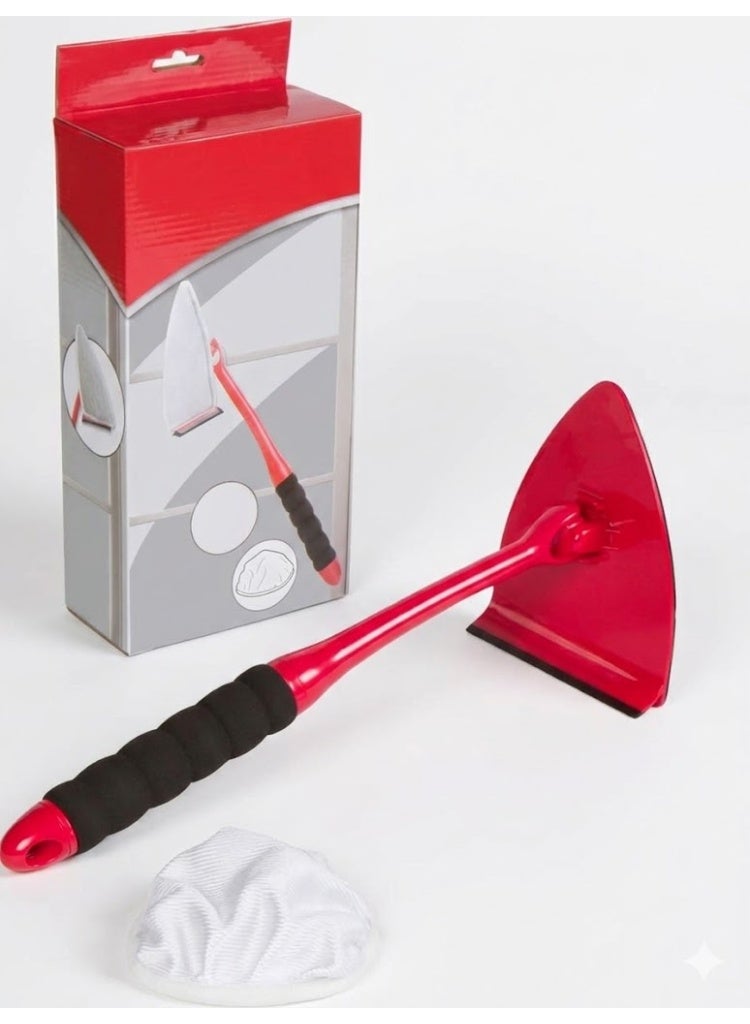 فرشاة تنظيف الزجاج للنوافذ، وأبواب الاستحمام، والبلاط، والزجاج الأمامي، والمرايا (أحمر) - Image 1