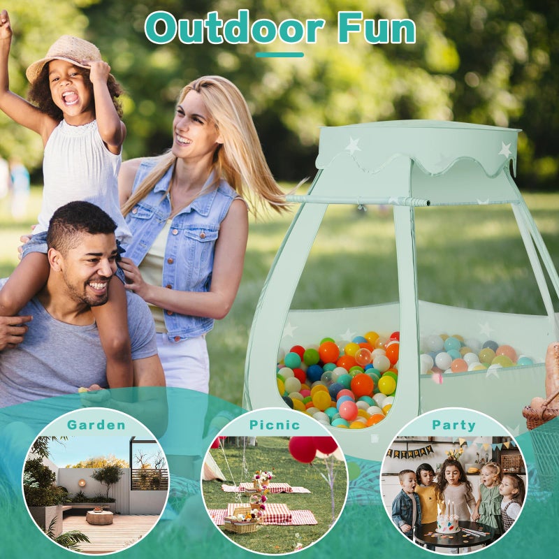 GeerWest Baby Ball Pit for Toddler: with Star Lights - Pop Up Princess Play Tent for Kids - Indoor Outdoor Baby Girl Toys Birthday Gifts - NO Balls (Grayish Green Tent) - Image 5