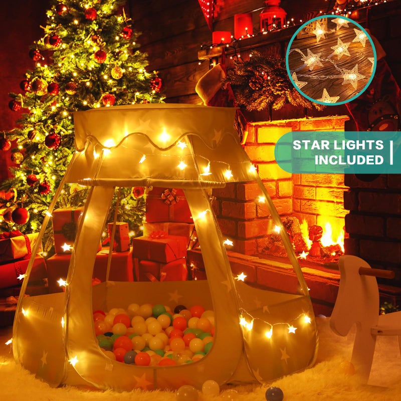 GeerWest Baby Ball Pit for Toddler: with Star Lights - Pop Up Princess Play Tent for Kids - Indoor Outdoor Baby Girl Toys Birthday Gifts - NO Balls (Grayish Green Tent) - Image 2