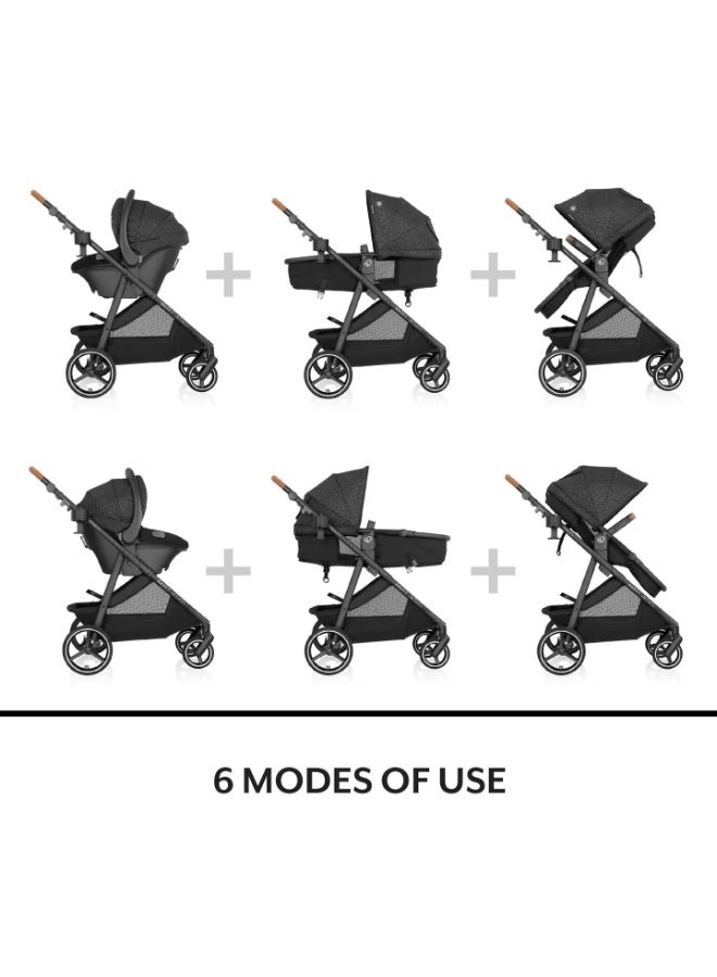 Evenflo - Shyft Intuiti Travel System With Revolve180 Litemax Nxt Rotational Infant Car Seat - Black Shale - Image 2