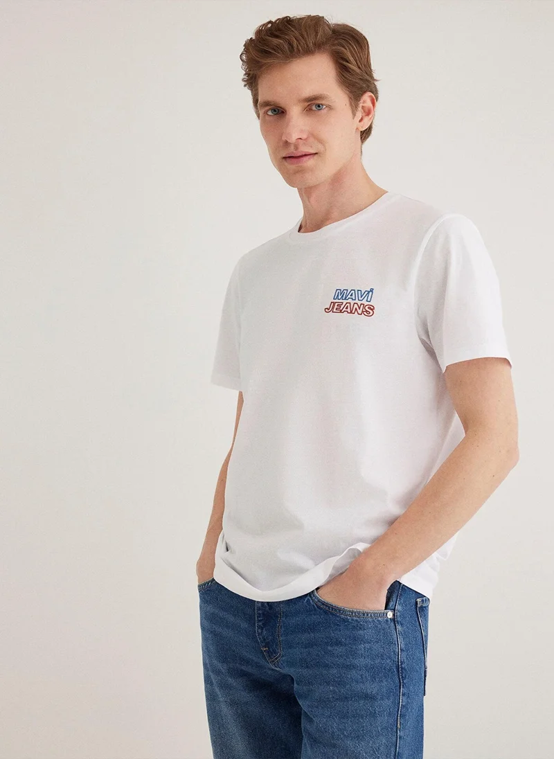Mavi Jeans Printed White T-Shirt