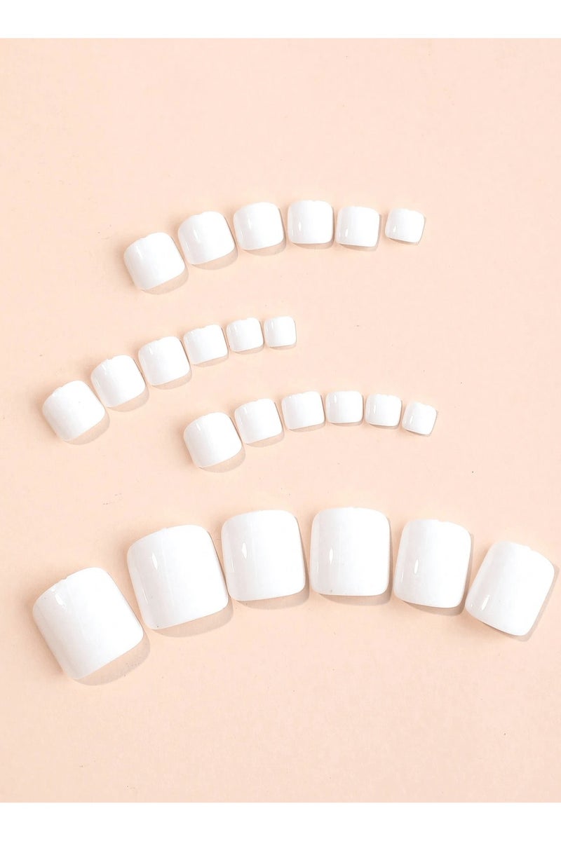 اظافر تركيب قدم مزيفه بتصميم مربع  24  ظفر مع صمغ ومبرد - Image 2