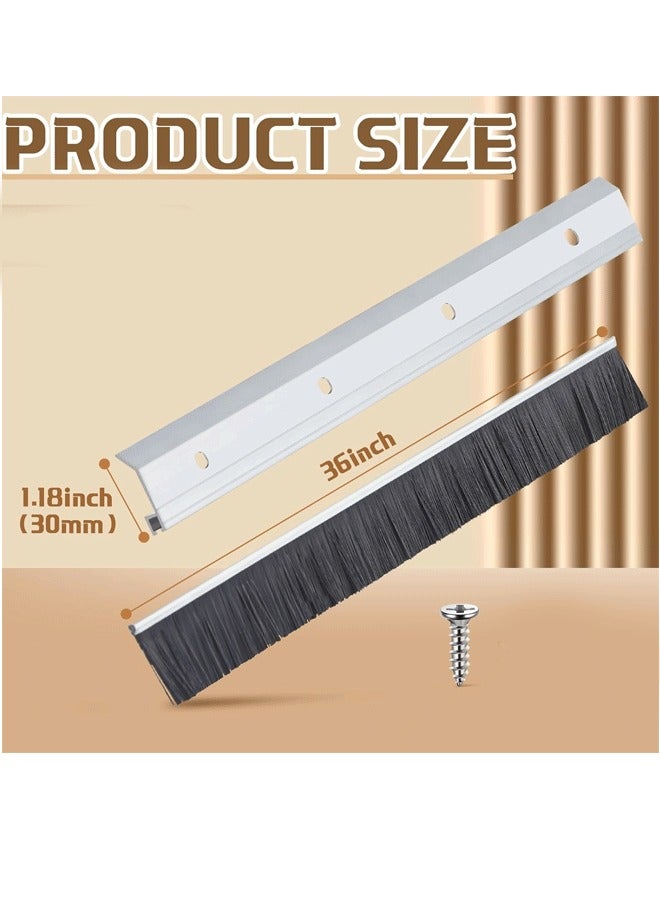 XiuWoo 1/2/4PCS Door Draft Stopper with Brush 36 Extra Door Sweep for Bottom of Garage Exterior Aluminum Alloy Brush Under Door Seal Dust/Noise/Hot or Cold Air Insulation for Sealing Gaps Keeps Out The Cold Air, Dust and Drafts (Brown)  - Image 2