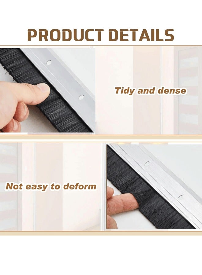 XiuWoo 1/2/4PCS Door Draft Stopper with Brush 36 Extra Door Sweep for Bottom of Garage Exterior Aluminum Alloy Brush Under Door Seal Dust/Noise/Hot or Cold Air Insulation for Sealing Gaps Keeps Out The Cold Air, Dust and Drafts (Brown)  - Image 4