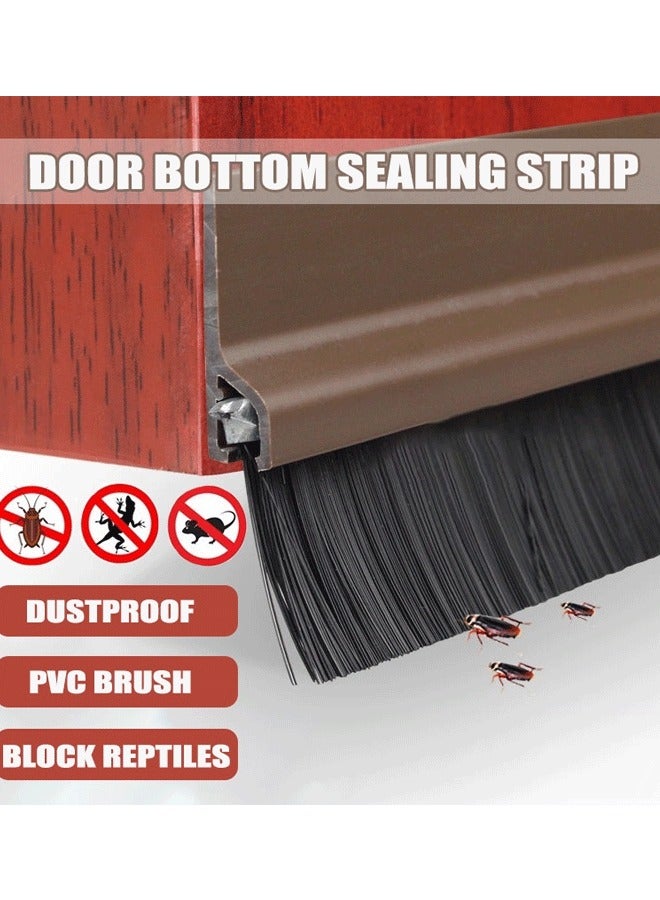 XiuWoo 1/2/4PCS Door Draft Stopper with Brush 36 Extra Door Sweep for Bottom of Garage Exterior Aluminum Alloy Brush Under Door Seal Dust/Noise/Hot or Cold Air Insulation for Sealing Gaps Keeps Out The Cold Air, Dust and Drafts (Brown)  - Image 1