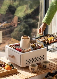 General Square barbecue grill, outdoor courtyard grill, charcoal charcoal grill, barbecue grill, surrounding stove, tea, camping cookware (stove body + charcoal plate + grill net)  - Image 4