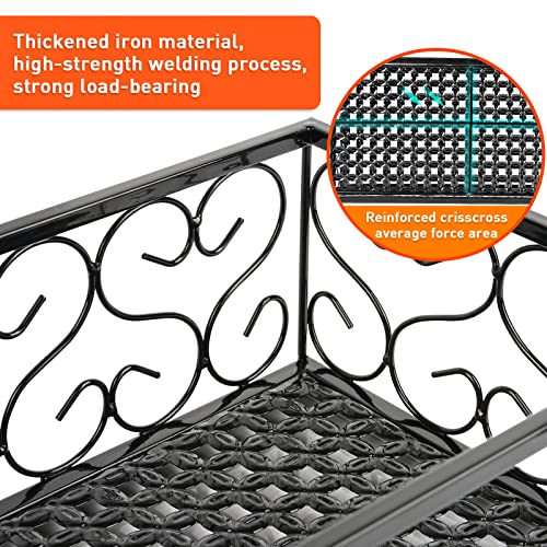 Fitlyiee Balcony Flower Pot Stand Rack Patio Railing Shelf Plant Pots Holder Windows decorate (L, Black) - Image 5
