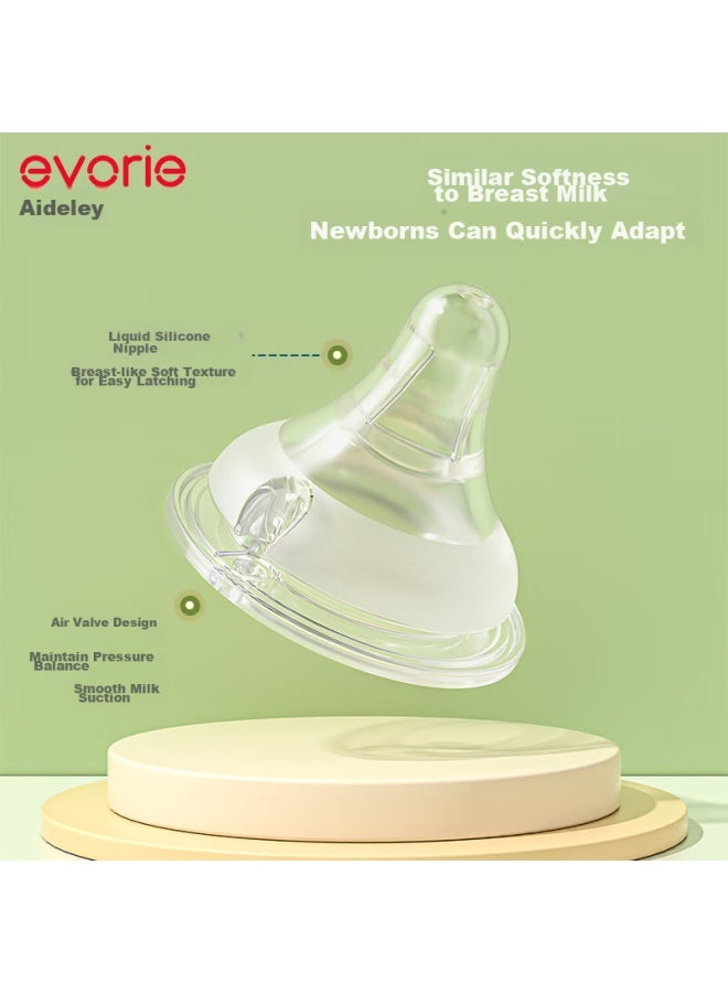 Evorie Glass Baby Bottle, Wide Neck With Protective Sleeve And Handle, Infant Bottle 160ml - Image 1