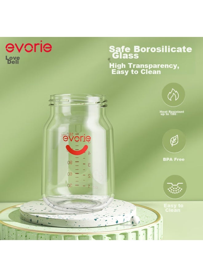 Evorie Glass Baby Bottle, Wide Neck With Protective Sleeve And Handle, Infant Bottle 160ml - Image 3
