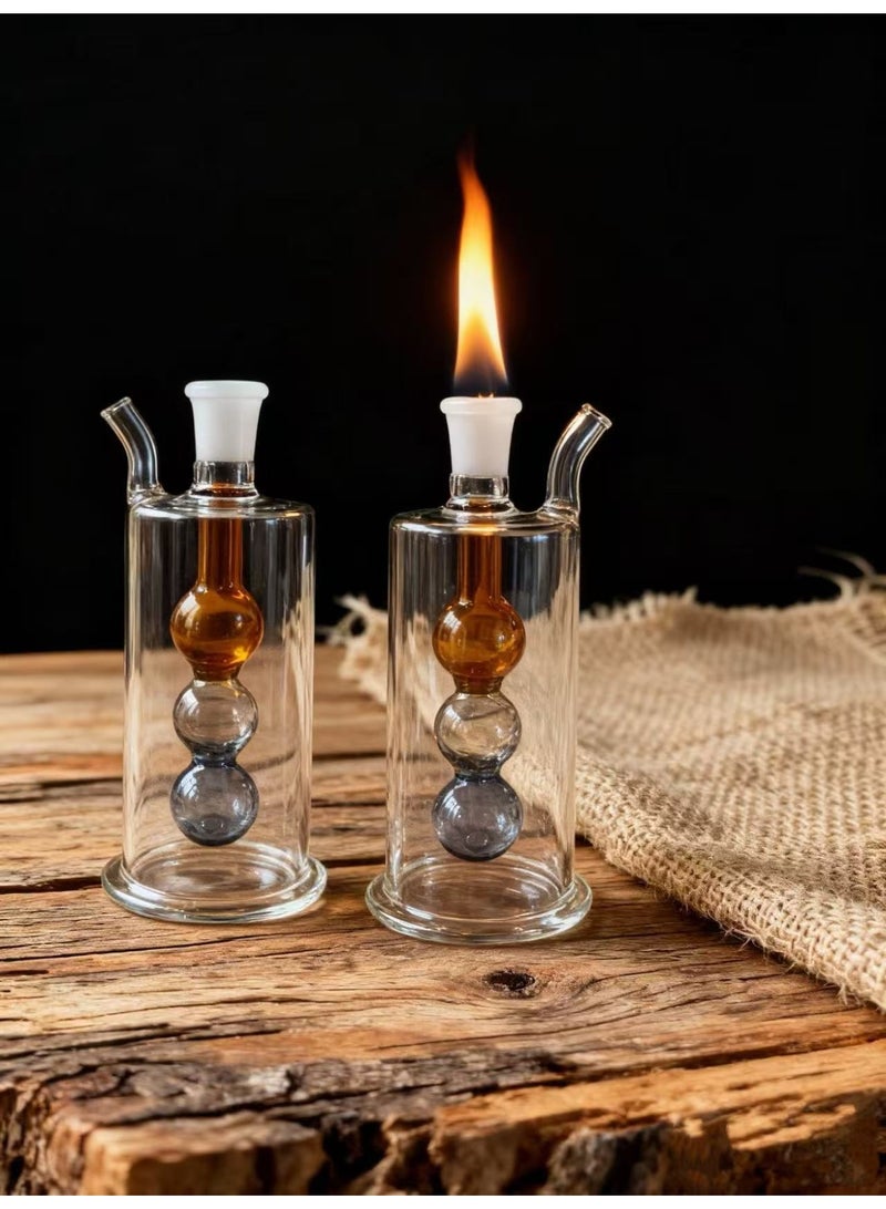 شيانغ مي مصباح زيت زجاجي ممتاز مقاوم للحرارة، زجاجة مزهرية زجاجية مصنوعة من مادة البورسليكات عالية الجودة للاستخدام طويل الأمد، مزهرية زجاجية شفافة (لون عشوائي) - Image 1