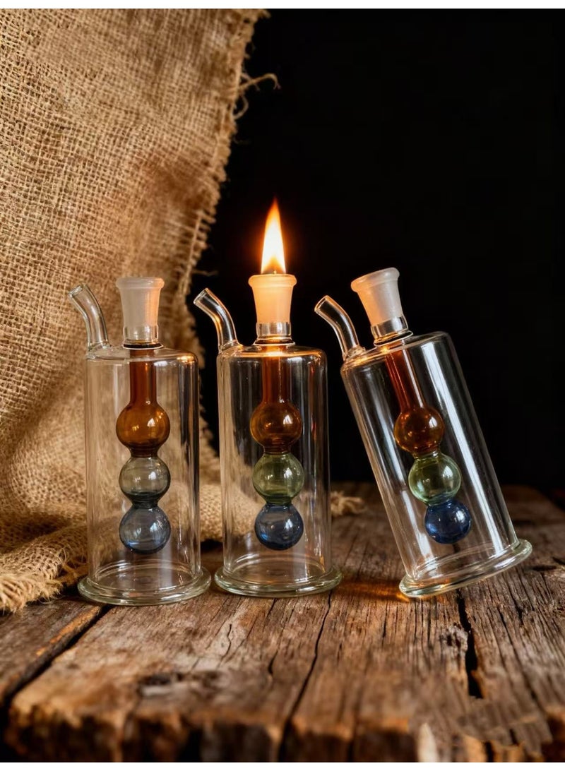 شيانغ مي مصباح زيت زجاجي ممتاز مقاوم للحرارة، زجاجة مزهرية زجاجية مصنوعة من مادة البورسليكات عالية الجودة للاستخدام طويل الأمد، مزهرية زجاجية شفافة (لون عشوائي) - Image 2