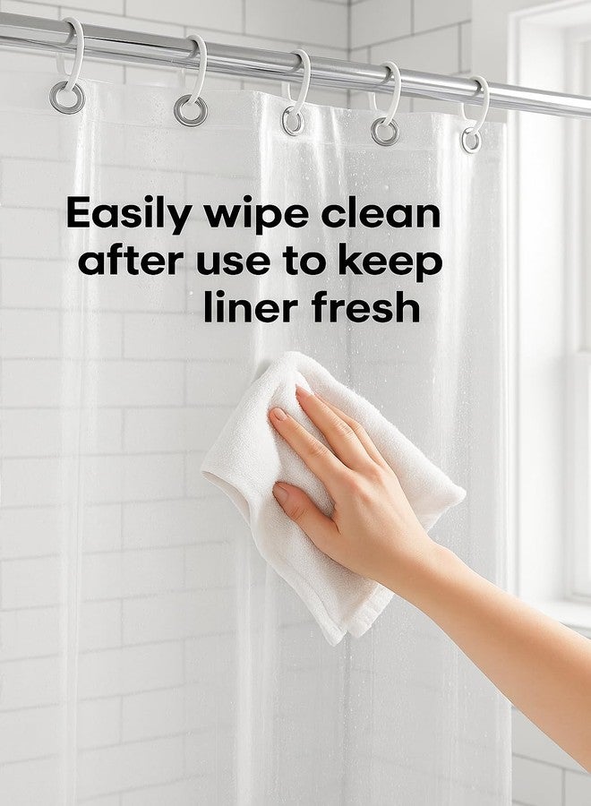Abela Home Products Clear Shower Curtain Liner with Magnets & Plastic Hooks - Lightweight, Washable, Eco-Friendly, Sustainable Bathroom Liner - Fits Standard Showers, Water Resistant - Image 4
