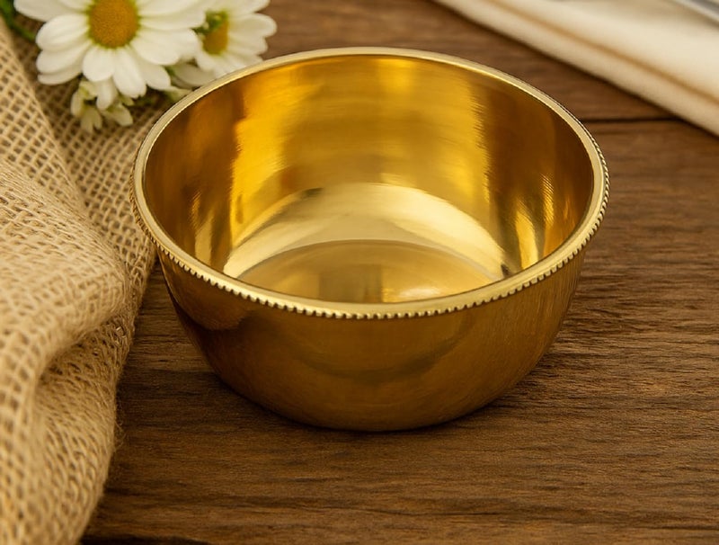 Mkd2 Rise Pure Brass Serving Bowl - 150ml, 1 Piece (Gold,Plain) for Pooja, Puja Room, Dinnerware and Tableware - Image 1