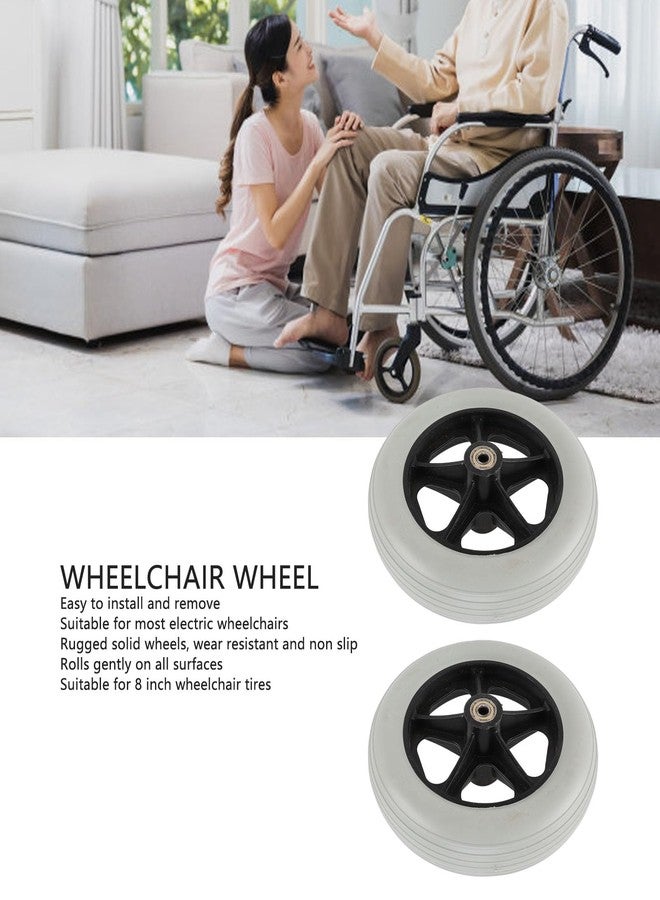 Asixxsix 8 Inch Wheelchair Wheels, 2Pcs Wheelchair Front Wheels Rollator Walker Anti Slip Replacement Casters Rollers Tire, Universal Wheelchair Replacement Wheel Accessories - Image 2