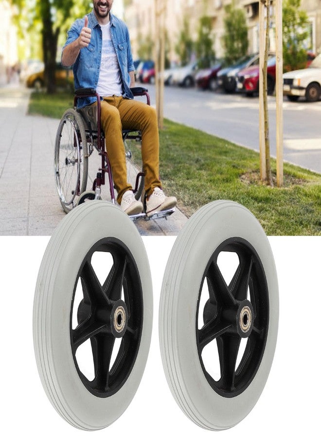 Asixxsix 8 Inch Wheelchair Wheels, 2Pcs Wheelchair Front Wheels Rollator Walker Anti Slip Replacement Casters Rollers Tire, Universal Wheelchair Replacement Wheel Accessories - Image 3