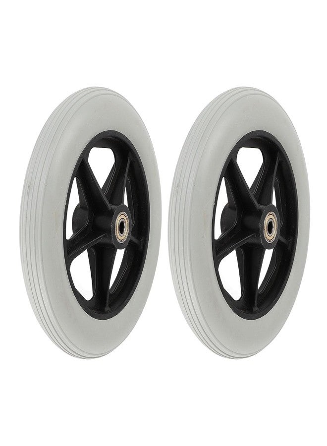 Asixxsix 8 Inch Wheelchair Wheels, 2Pcs Wheelchair Front Wheels Rollator Walker Anti Slip Replacement Casters Rollers Tire, Universal Wheelchair Replacement Wheel Accessories - Image 1