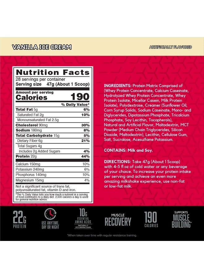 BSN مسحوق بروتين واي SYNTHA-6، بروتين معزول بنكهة حليب الفانيليا مع كازين ميكسي، آيس كريم، 28 حصة (قد يختلف التعبئة)  - Image 3