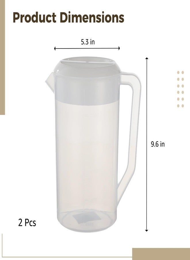 NIMBLOOM 2 Pcs Plastic Pitcher with Lid, 84.5 Oz Large Capacity Iced Tea Pitcher, Food-Safe Fridge Drink Dispenser with Spout, Long-Lasting Water Jug with Handle for Homemade Juice, Cold Beverage - Image 4