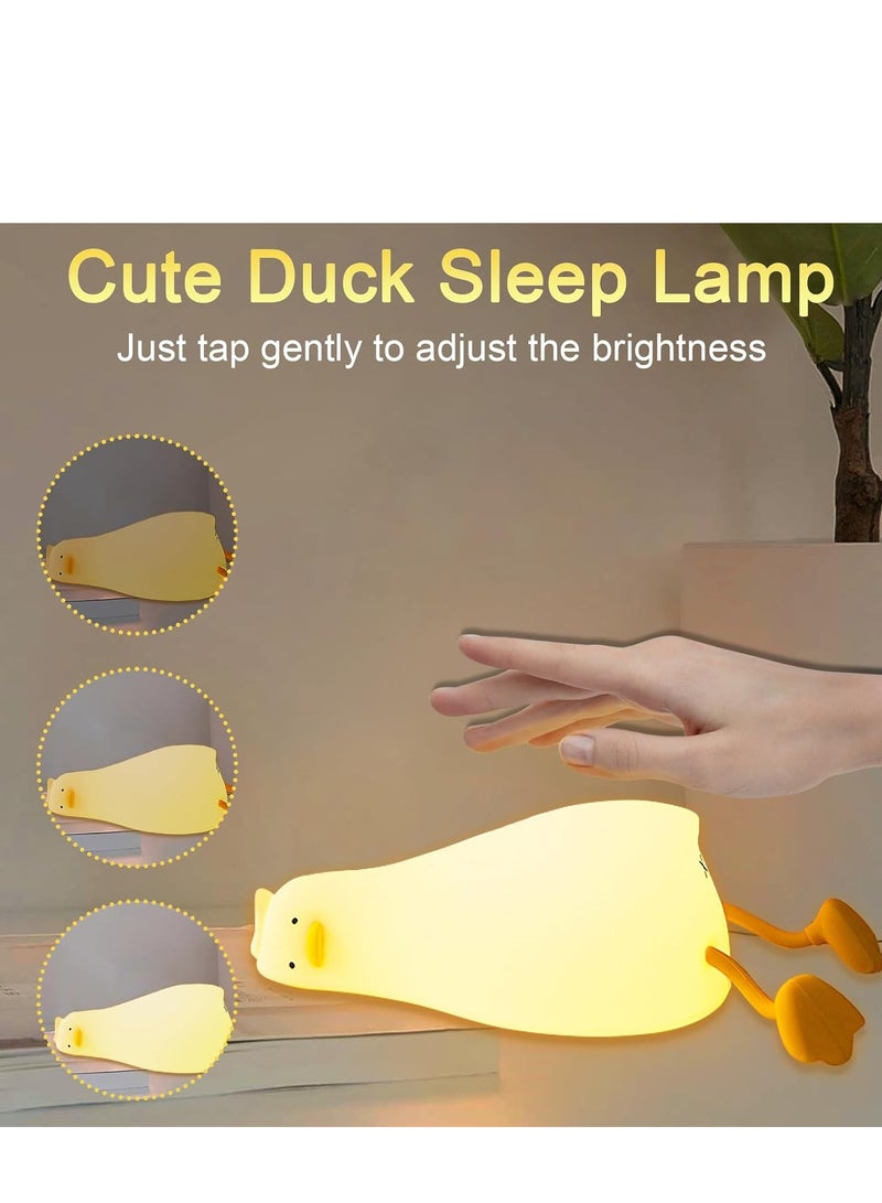 JAJEEK Cute Duck Lying Duck Night Light – Silicone LED Bedside Lamp, Dimmable Touch Control Rechargeable, Baby Night Light for Breastfeeding and Bedroom, Soft & Safe Lighting for Kids - Image 4