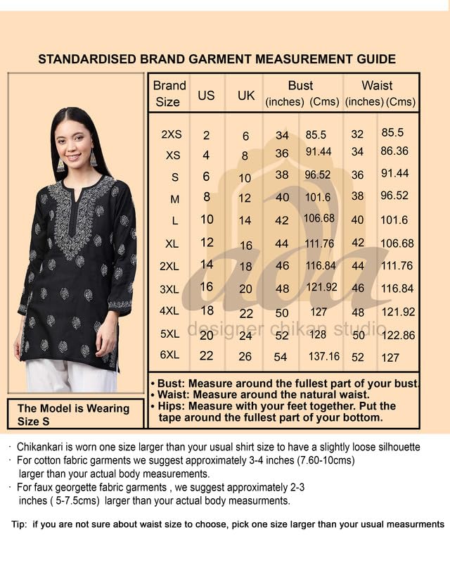 Ada Hand Embroidered Blue Cotton Short Kurta Kurti Lucknow Chikankari Top Tunic for Women A911462 (M) - Image 3