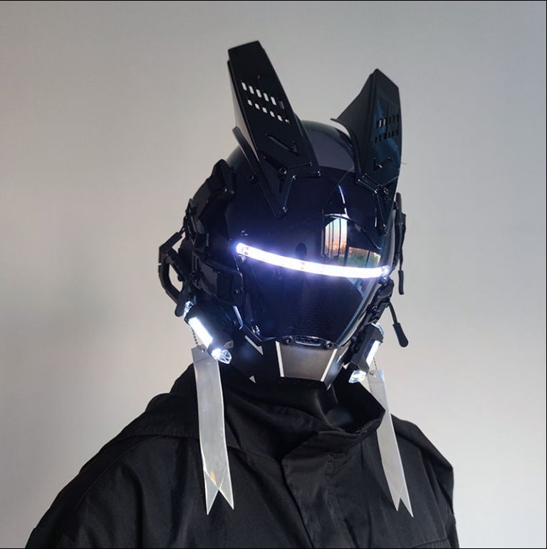 Cyberpunk LED Mask Helmet with Wings - Image 4