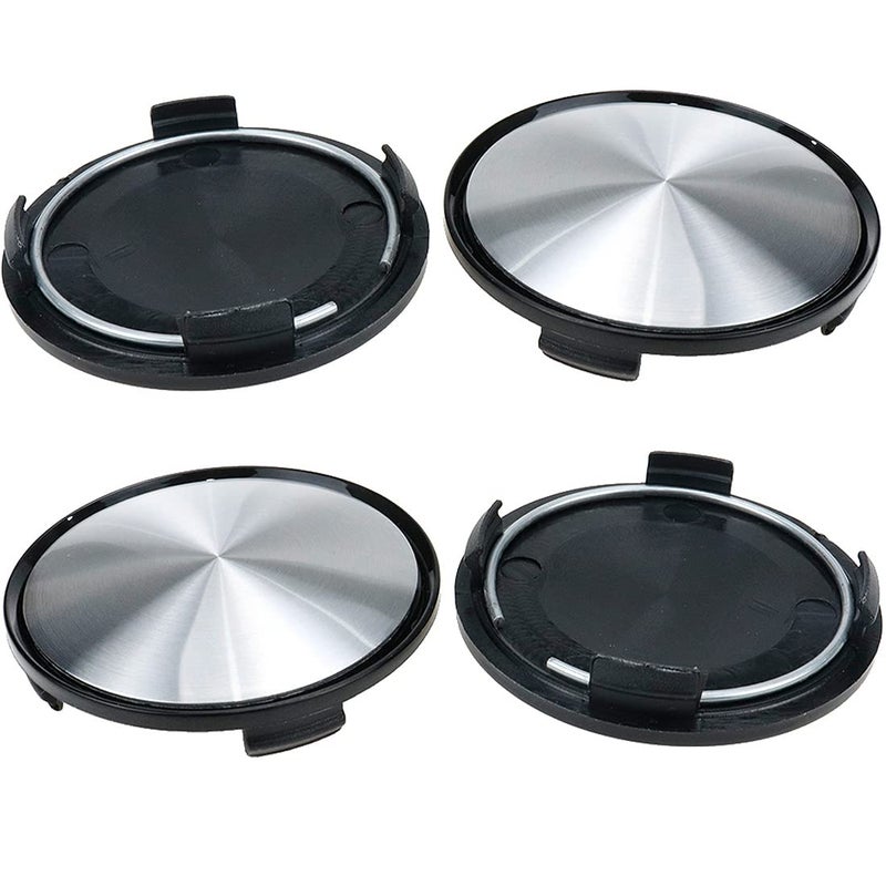 AUTUT Center Caps63mm Silver Wheel Rim Hub Center Covers Replacement 60mm Lug to LugSilver TopBlack BasePack of 4