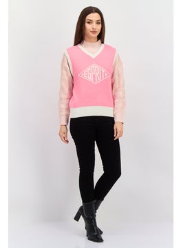 ESPRIT Women V-Neck Sleeveless Textured Sweater Vest, Pink  - Image 4