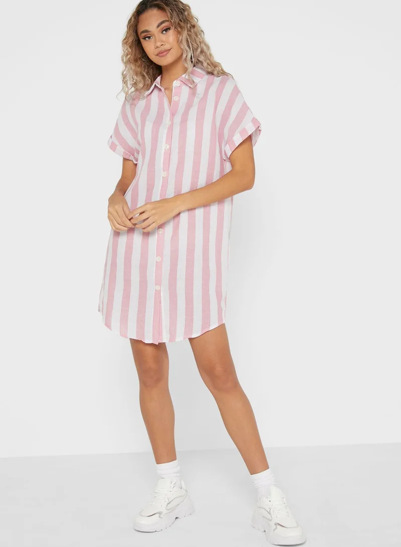 Ginger Button Front Stripe Dress