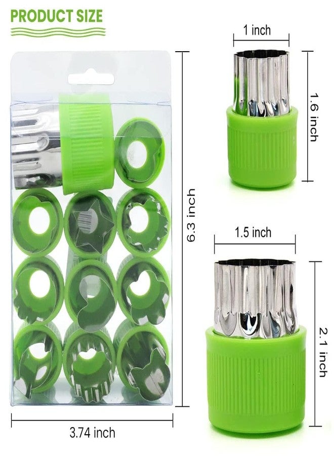CLOSAL® 12 Pic Fruit Vegetable Cutter Shapes Set || Stainless Steel Vegetable Fruit Cutter Shapes Embossing Mold for Kid || Cookie Cutter Decorative Food for Kids (Green) - Image 4