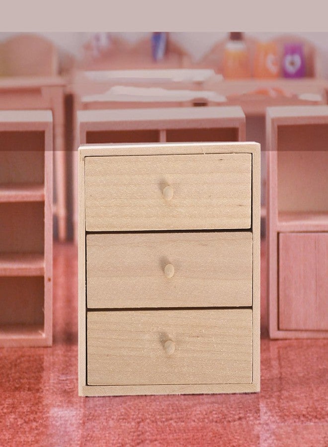 ifundom Mini Doll House Bookcase Playset Accessories - Miniature Wood Bookshelf & Cabinet Living Room Unit - Image 4