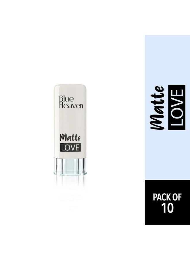 Blue Heaven - Matte Love Mini Lipsticks Pack Of 10 | Long Lasting, Hydrating & Moisturizing Mini Roll On Lipsticks For Women | Soft-Matte Finish | 13G - Image 1