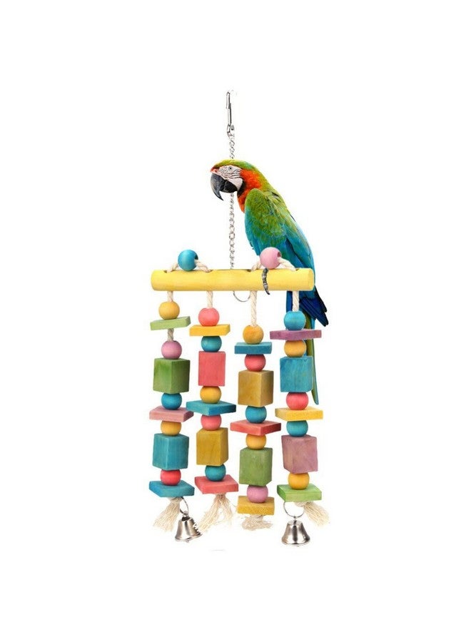 سايج سكوير كتل الأبجدية الملونة، سلم التسلق، حبل قطني، كتل خشبية طبيعية لعبة للكوكاتو، الكوكتيل، البادجي، الببغاء، الحسون، الجافا. - Image 1