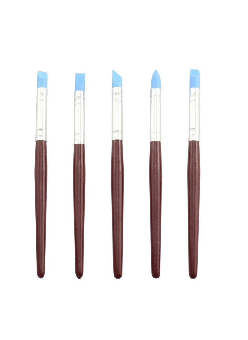 Tegg Tegg Clay Sculpting Tool 5PCS 5 Size Rubber Tip Silicon Brushes Pottery Clay Pen Shaping Carving Tools  - Image 1