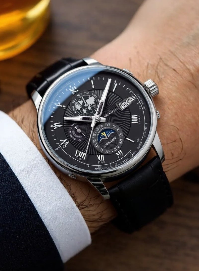 پوداجار ساعة رجالية، ساعة جلدية كلاسيكية مضيئة مقاومة للماء للرجال 40 مم - Image 2