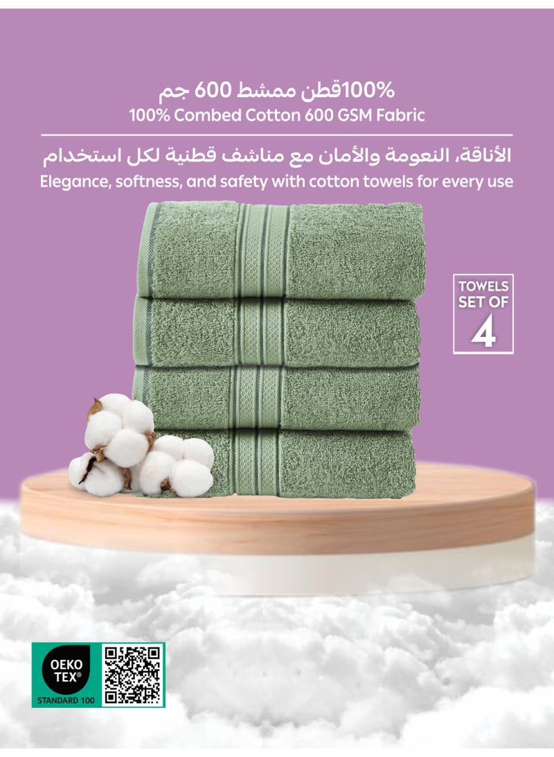 Donetella 4-Pcs Premium Bath Towel Set (70x140 cm) – 600 GSM 100% Cotton,100% Combed Cotton 600 GSM | Quick Dry, Ultra-Absorbent, Thick & Plush | Ideal for Bath, Spa, Gym, Hotel & Everyday Luxury - Image 2