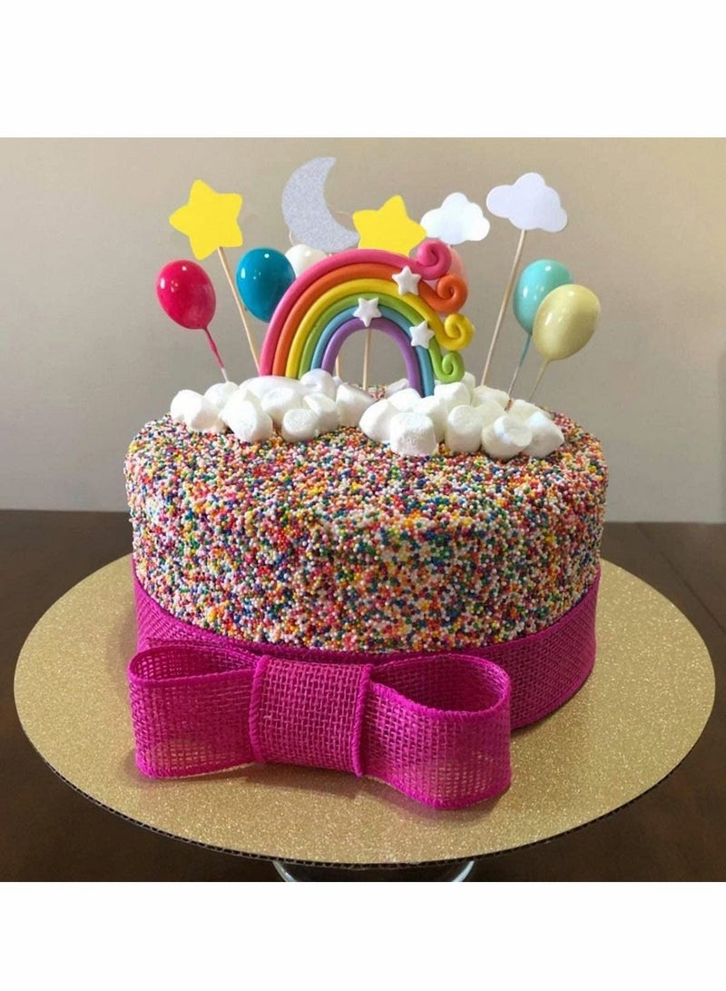 Y&D Colorful Rainbow Cake Topper, 3D Soft Pottery Baby Shower Picks Boys Girls Theme Birthday Party Wedding Decorations Supplies - Image 4